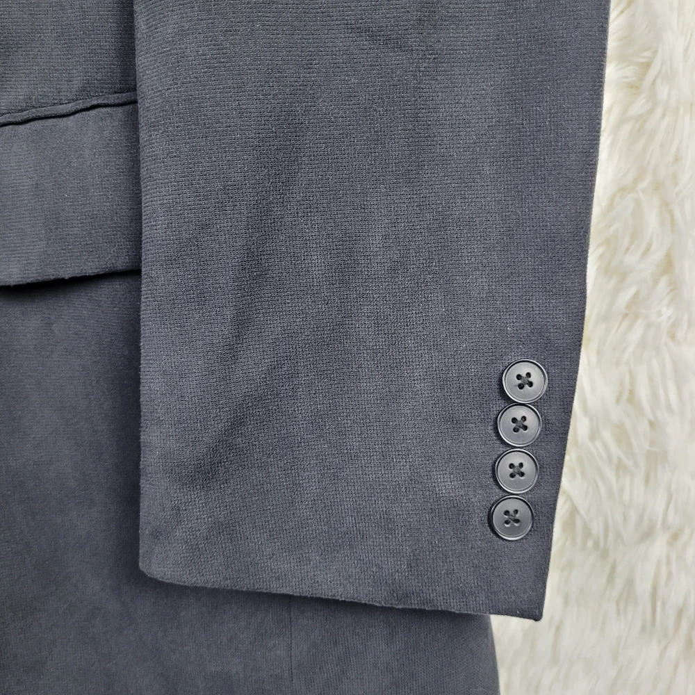 40R Via Europa For Macy's Mens‎ Charcoal Black Sueded Blazer